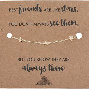 Women Friend Birthday Gift Copper Gold Star Bracelet Adjustable Unique